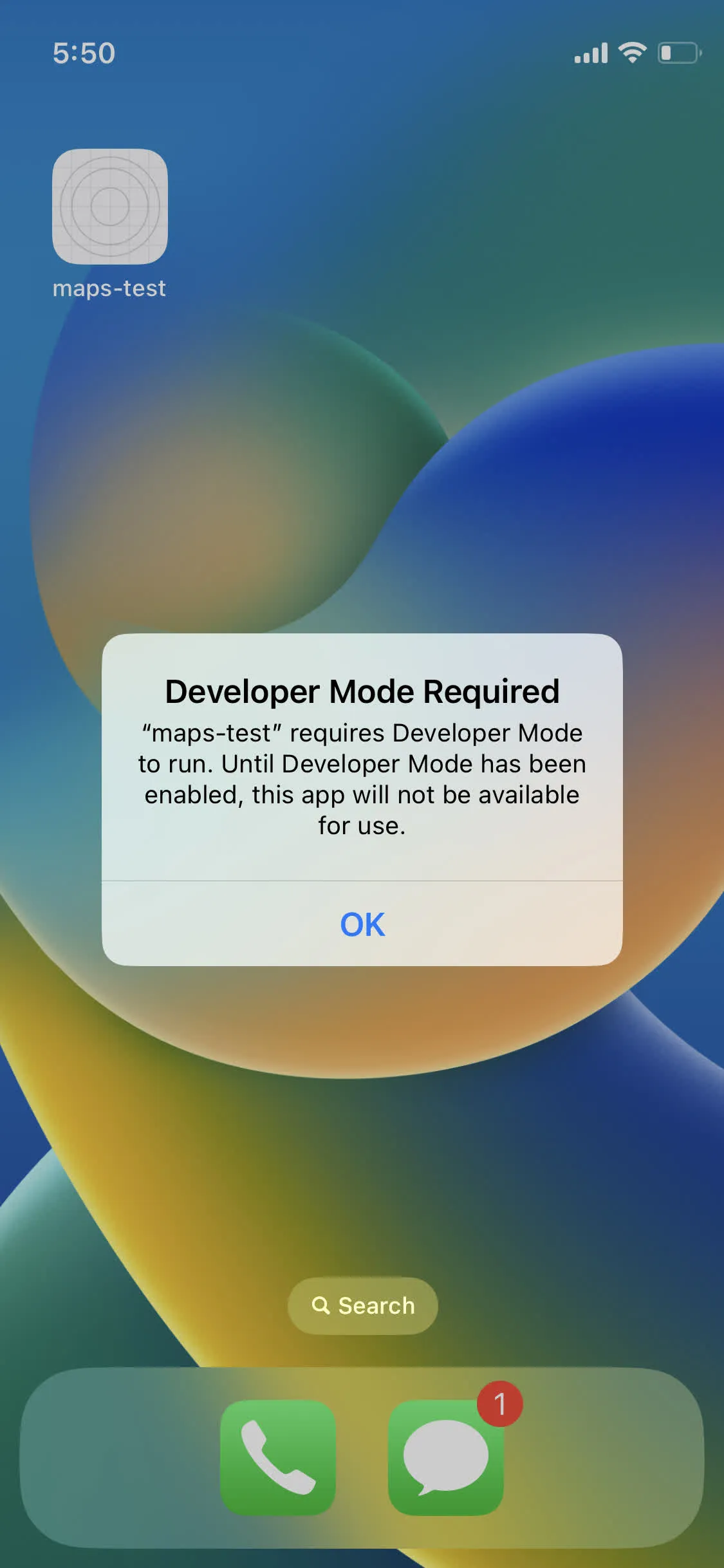 تنبيه الآيفون: مطلوب نمط المطور — Developer Mode Required
